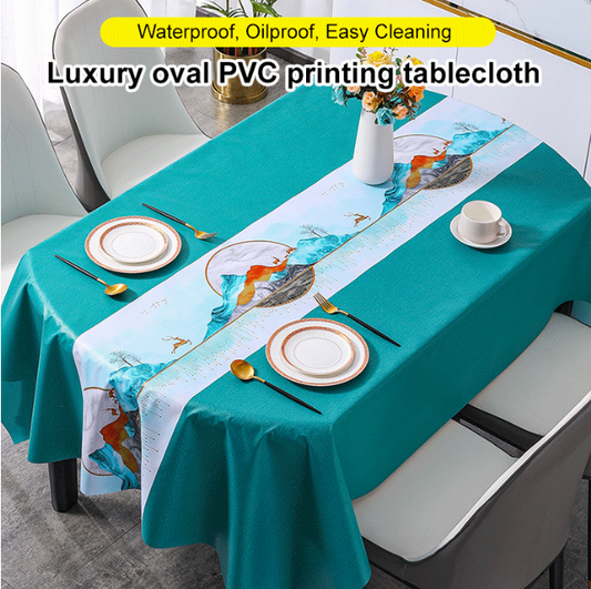 Light luxury high end oval pvc tablecloth